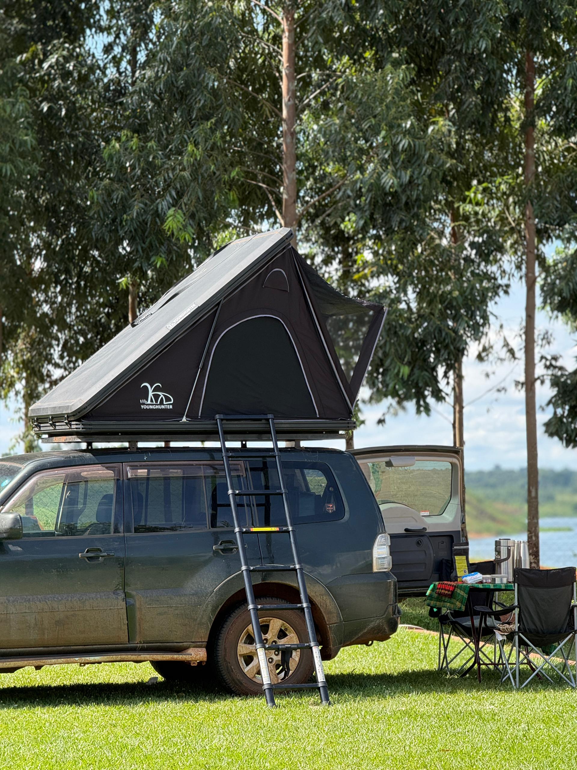 Affordable Pajero with a roof top tent for rent across borders in Uganda, Kenya, Tanzania, Rwanda and Zanzibar