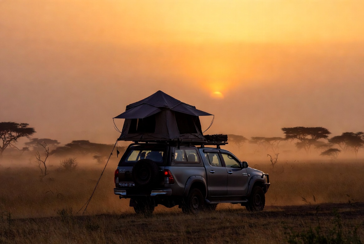 Toyota Hilux Double Cab with Rooftop Tent for rent in Kenya, Uganda, Rwanda, Tanzania and Zanzibar